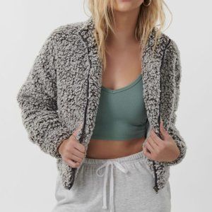Gray Two-Toned Sherpa Jacket